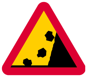 Falling rocks or debris ahead