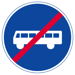 End of reserved carriageway, lane, road or thoroughfare