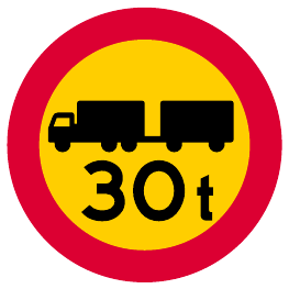 Restricted gross weight of vehicle and vehicle combination