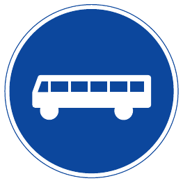 Reserved lane or carriageway for vehicles operating a regular service, etc. (D10)