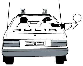Follow and stop behind the police vehicle (P10)