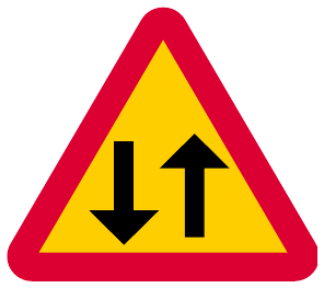 Beware of two-way traffic ahead (A25)