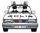 B: Pull over to the side of the road and stop in front of the police vehicle (P11)